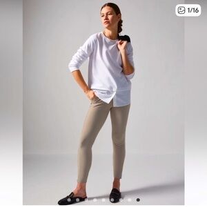 Athleta Stellar right in taupe, womans neutral color pant